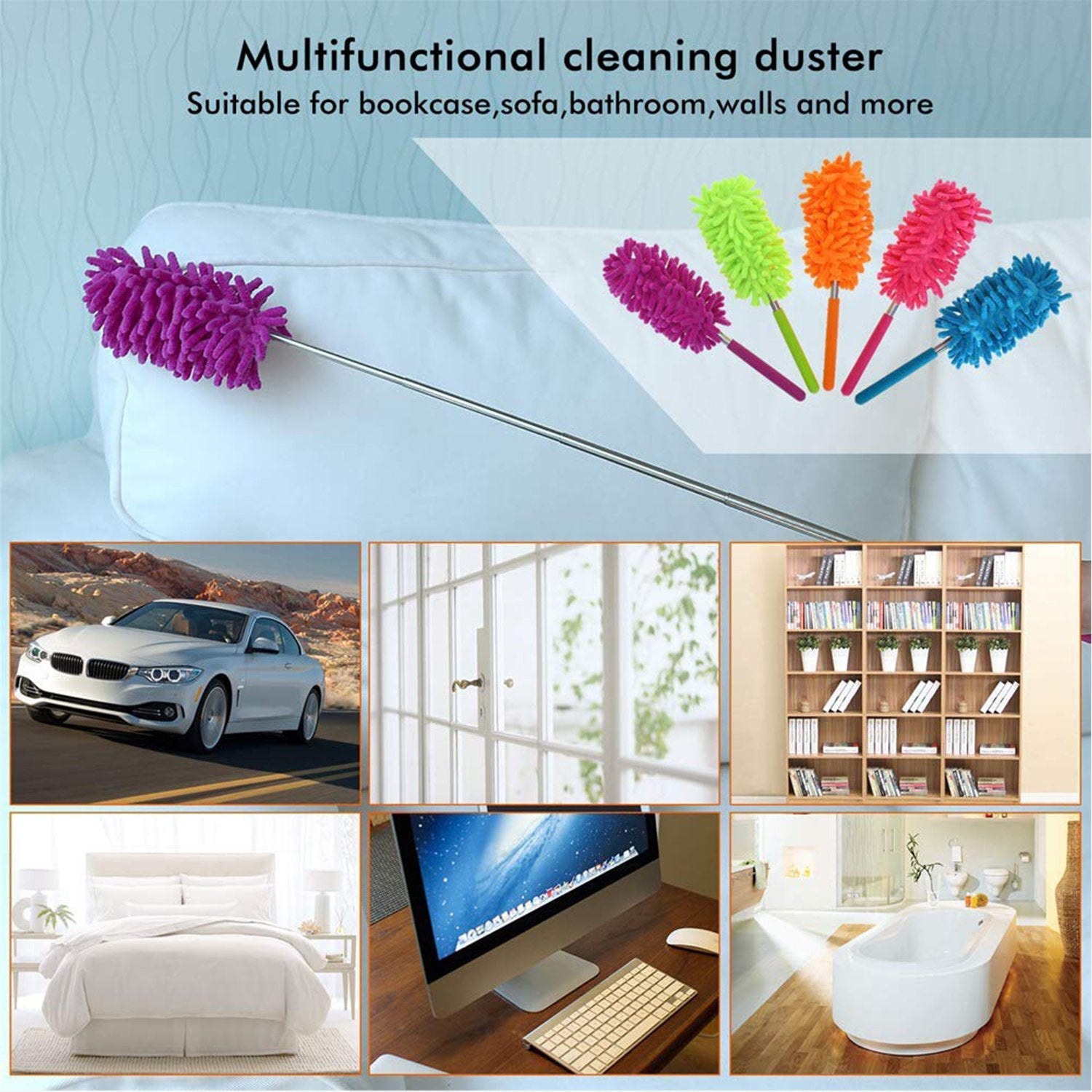 Flexible microfiber duster for easy cleaning Flexible microfiber duster for easy cleaning